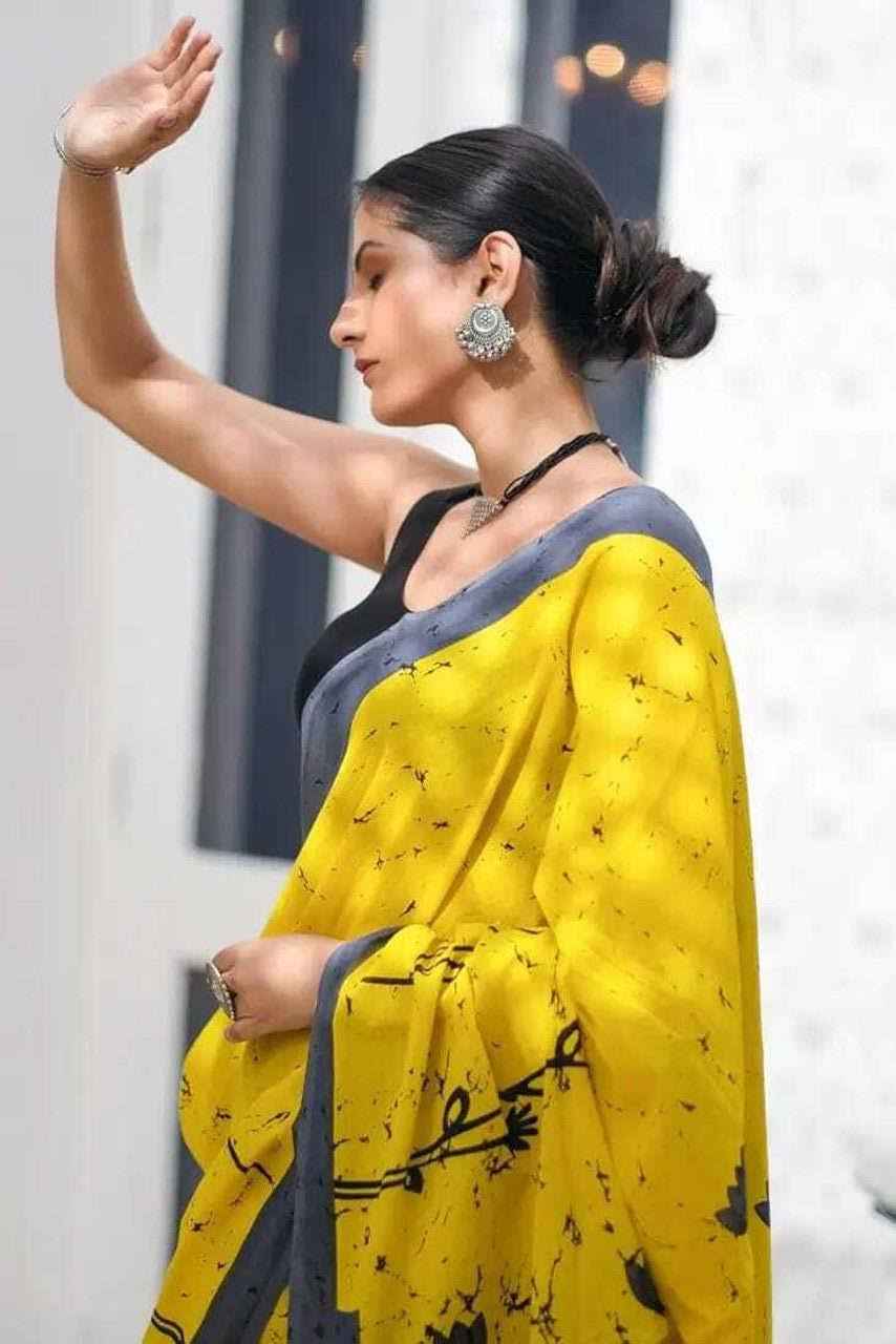 Mustard Bloom Mulmul Cotton Saree