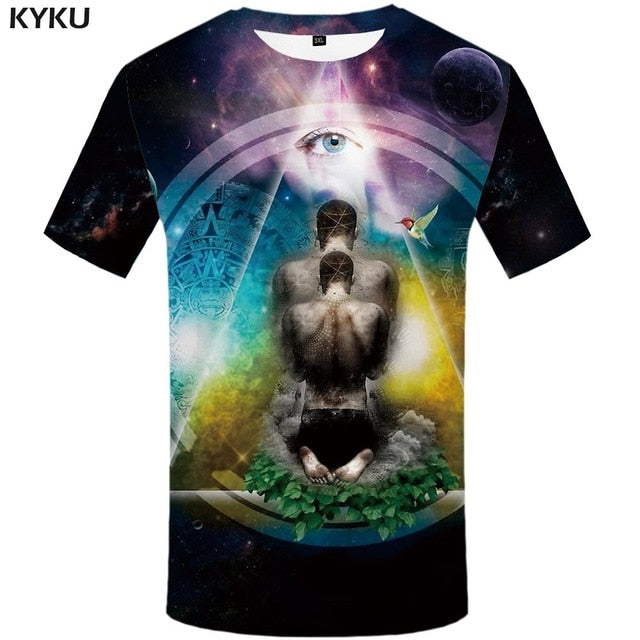 3d Tshirt Buddha T shirt Men Meditation Tshirt Printed Galaxy Space Anime Clothes Psychedelic Tshirts Casual Art T-shirts 3d