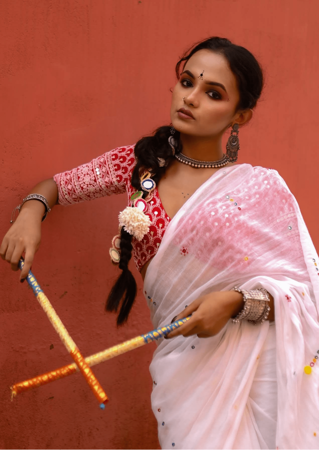 Shvetika Pure Mul Cotton Hand Mirrorwork Saree